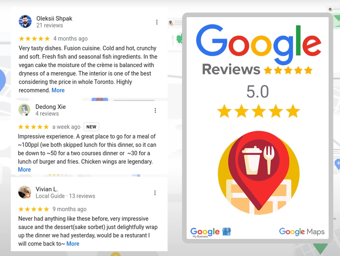Acheter des avis de restaurants Google - Améliorez la réputation en ligne de votre restaurant grâce à des avis authentiques et convaincants.